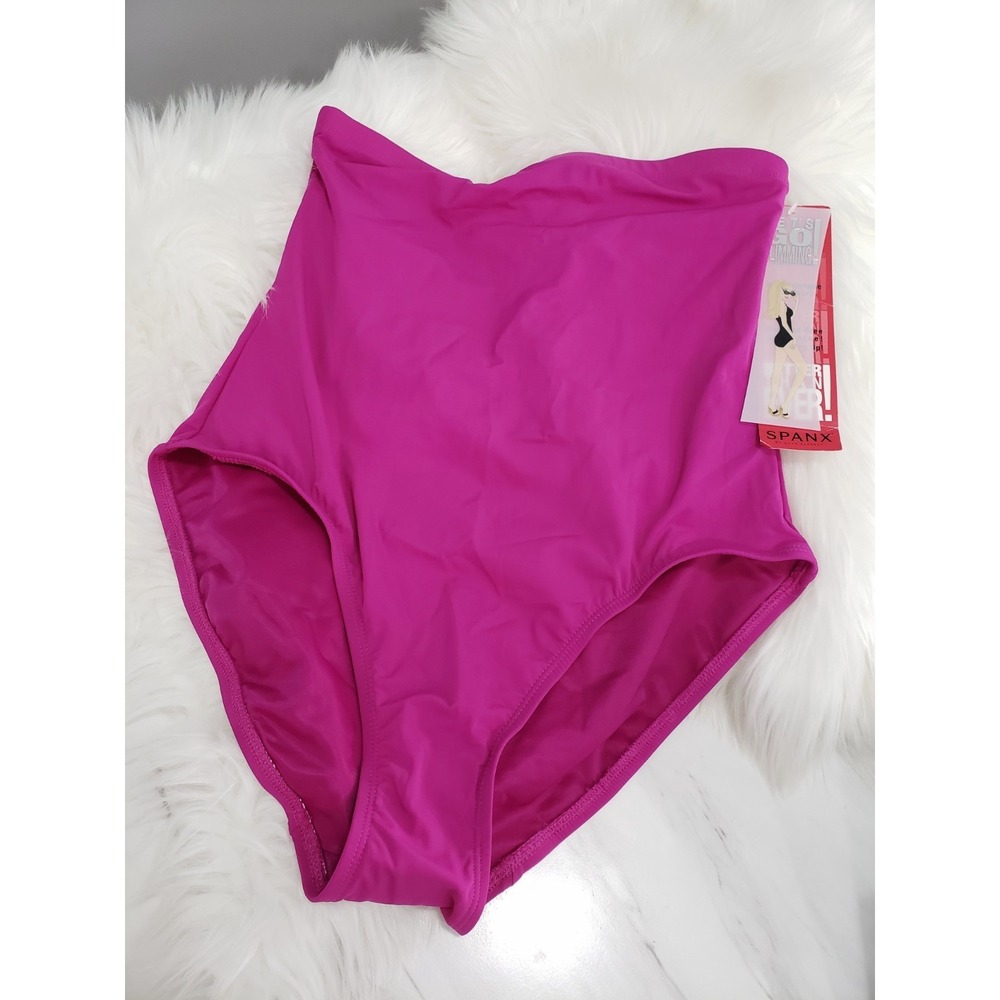 NWT Spanx Core High Rise Pull On Swim‎ Bottom Size 10 Berry Pink 1366